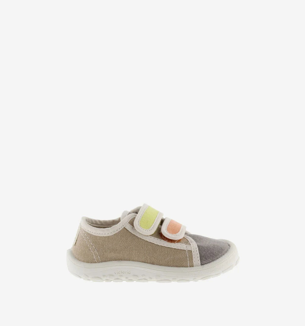Sapatilha de Lona Bosco Velcro Multicolorido Beje - Victoria