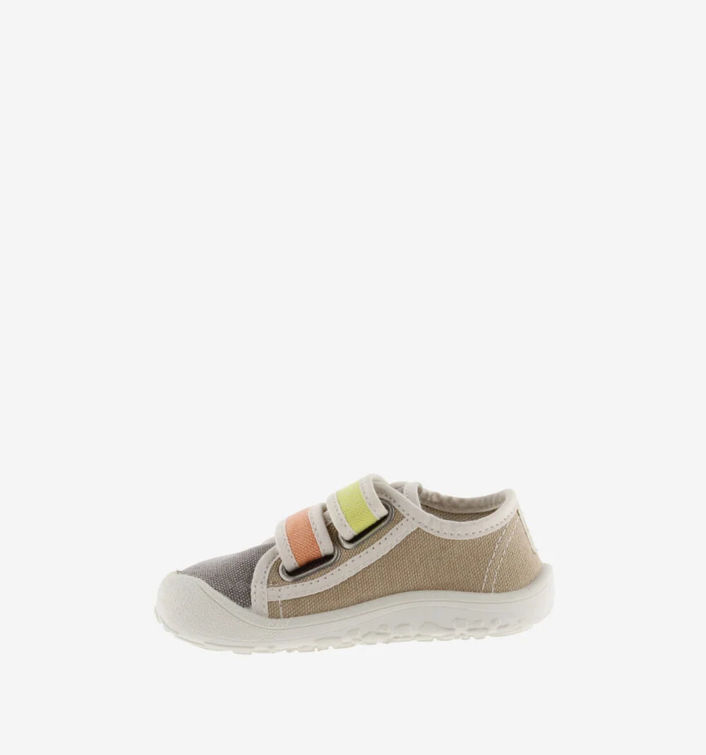Sapatilha de Lona Bosco Velcro Multicolorido Beje - Victoria