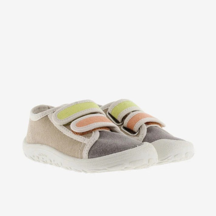 Sapatilha de Lona Bosco Velcro Multicolorido Beje - Victoria