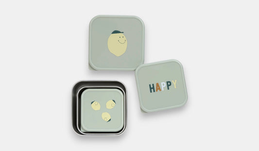 Conjunto de 3 Lancheiras de Aço Inoxidável Happy Fruits Lemon - Lassig