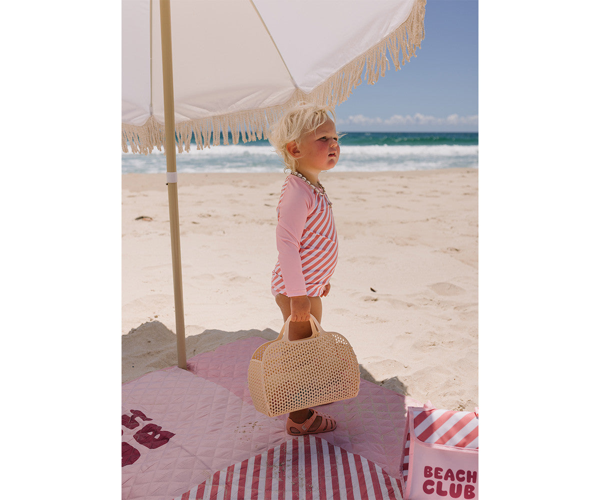 Camisola de proteção solar de manga comprida Stripes Bloom & Blush - Monnëka