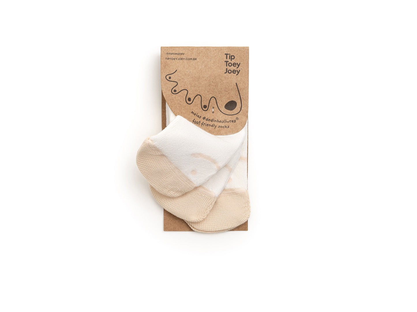 Kit de 3 Meias Barefoot Off White/Natural - Tip Toey Joey