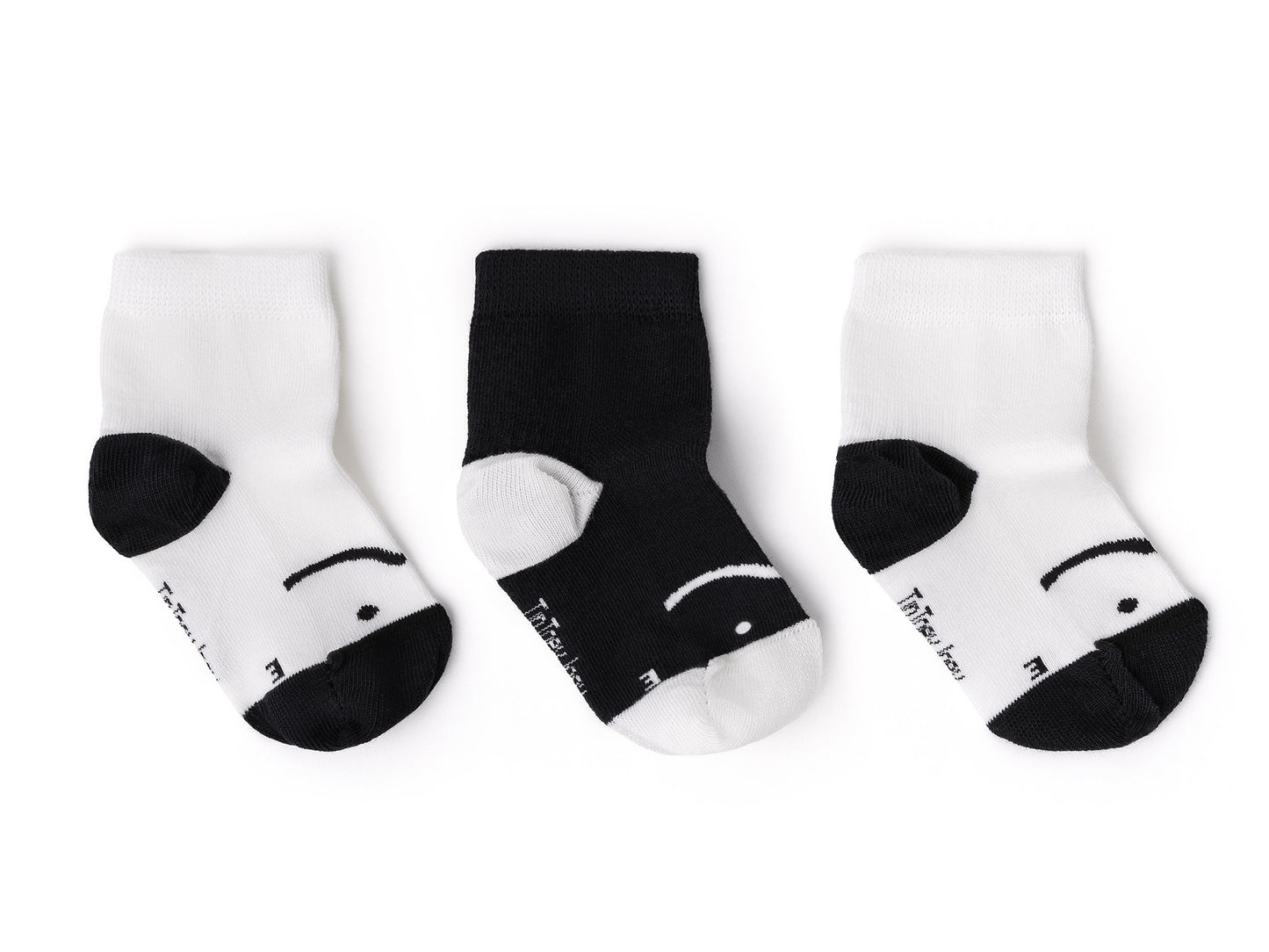 Kit de 3 Meias Barefoot Off White/Preto - Tip Toey Joey