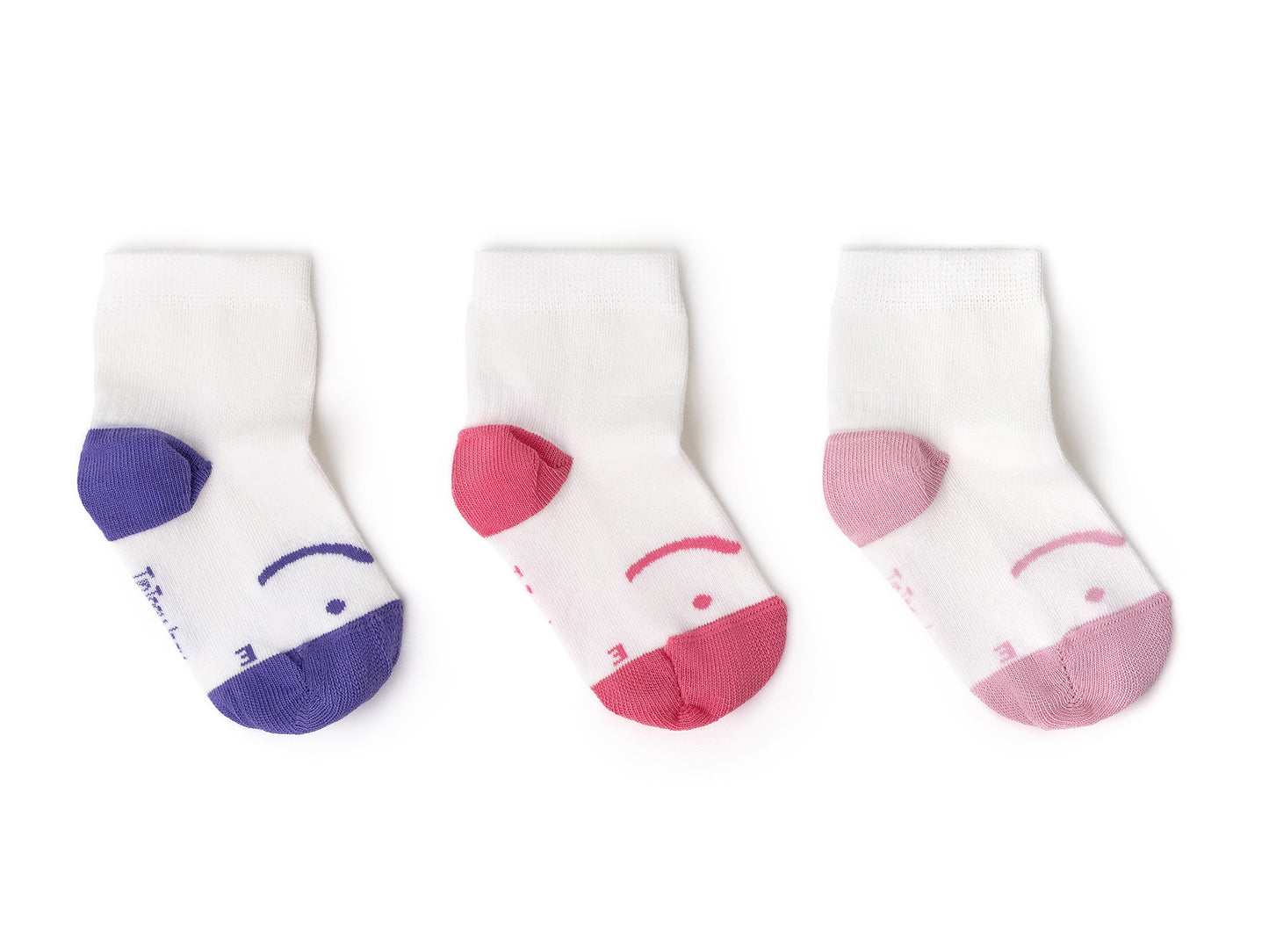 Kit de 3 Meias Barefoot Off White/Rosa/Violeta - Tip Toey Joey