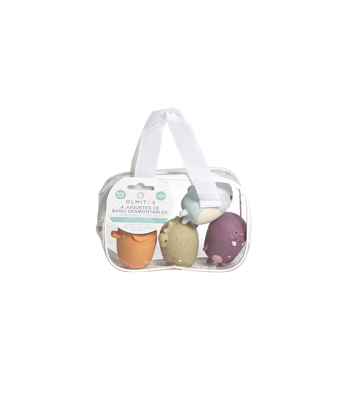 Bolsa com 4 brinquedos de banho removíveis Amigos - Olmitos