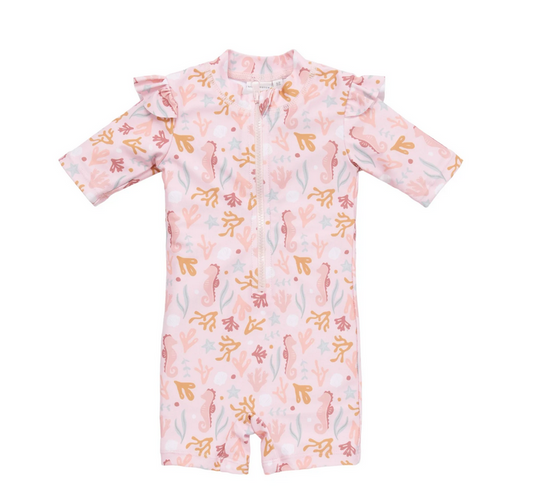 Fato de Banho | Manga Curta Folhos | Ocean Dreams Pink- Little Dutch