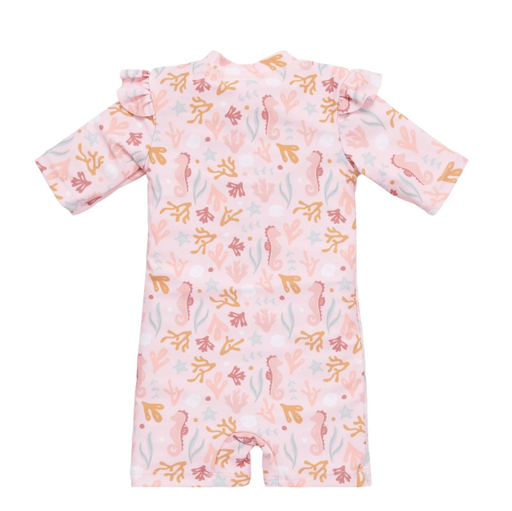 Fato de Banho | Manga Curta Folhos | Ocean Dreams Pink- Little Dutch