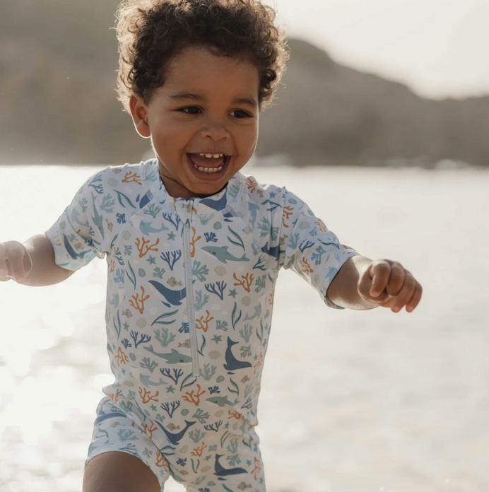 Fato de Banho | Manga Curta Folhos | Ocean Dreams Blue- Little Dutch