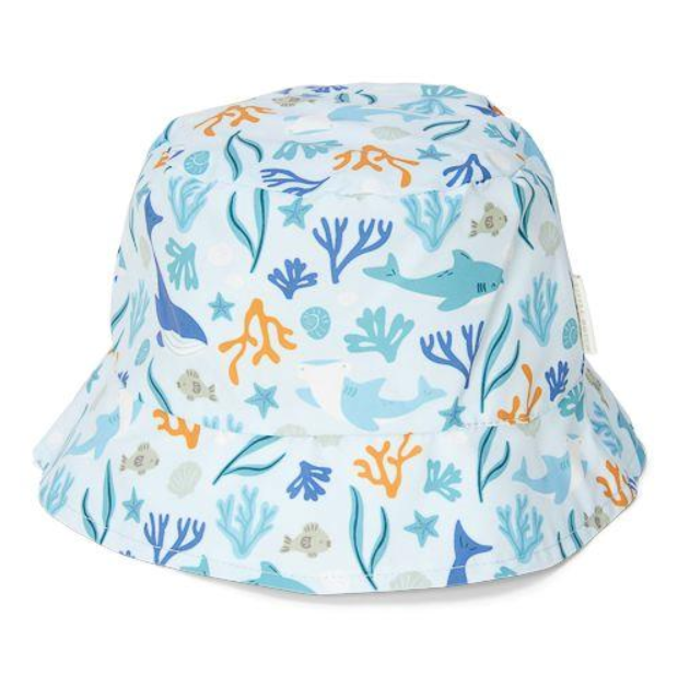 Chapéu de Verão Reversivel – Honey Stripes / Ocean Dreams Blue - Little Dutch