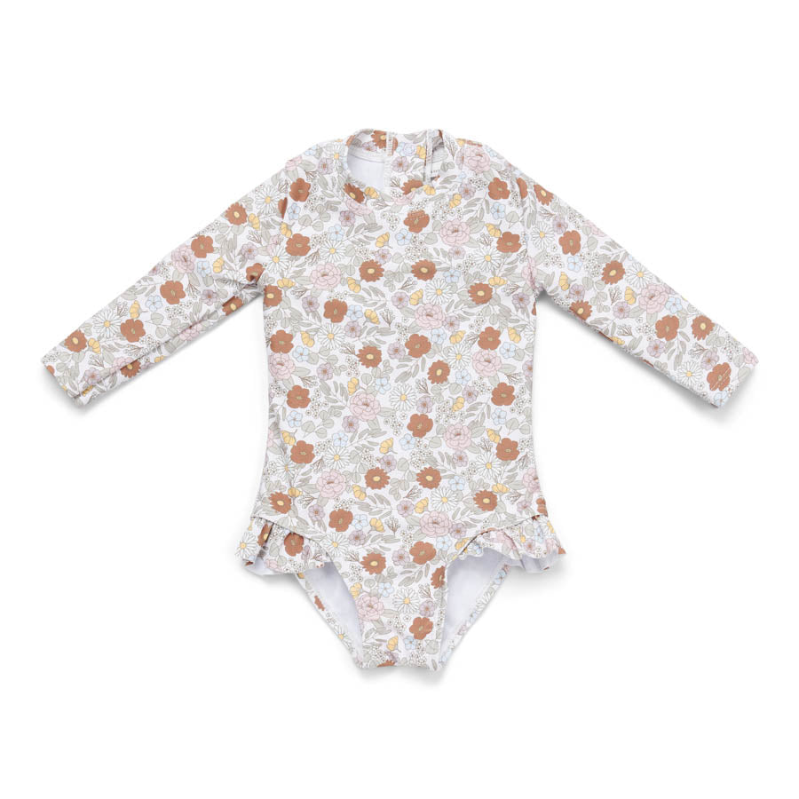 Fato de Banho | Manga Comprida Folhos | Vintage Little Flowers- Little Dutch