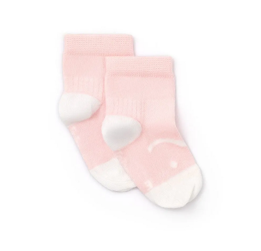 Meias Bebé Respeitadoras Smile - Rosa e Branco