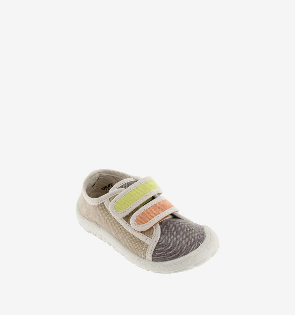 Sapatilha de Lona Bosco Velcro Multicolorido Beje - Victoria