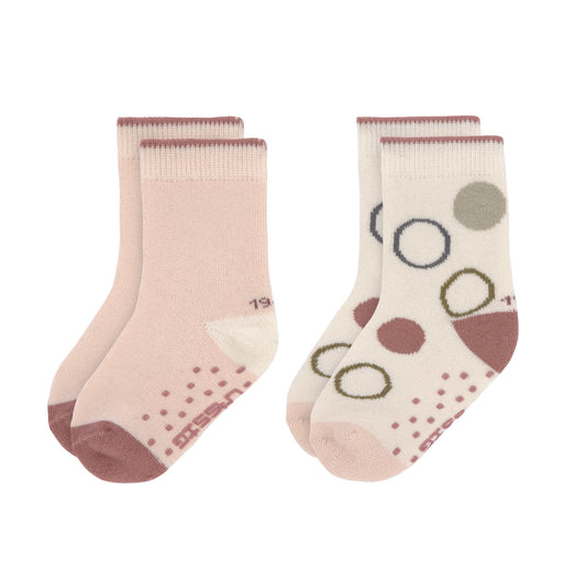 Pack 2 Meias Antiderrapantes Inverno Rosa e Branca - Lassig