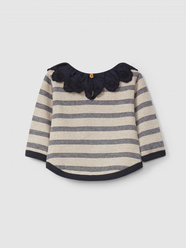 Longsleeve de riscas com gola de folho - Snug