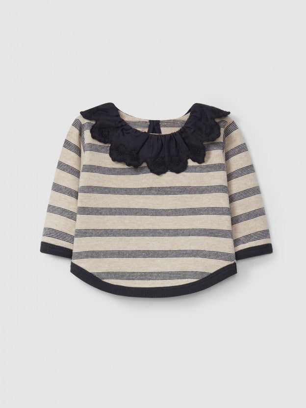 Longsleeve de riscas com gola de folho - Snug