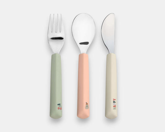 Conjunto de Talheres com Cabo de Silicone Happy Fruits Cherry - Lässig