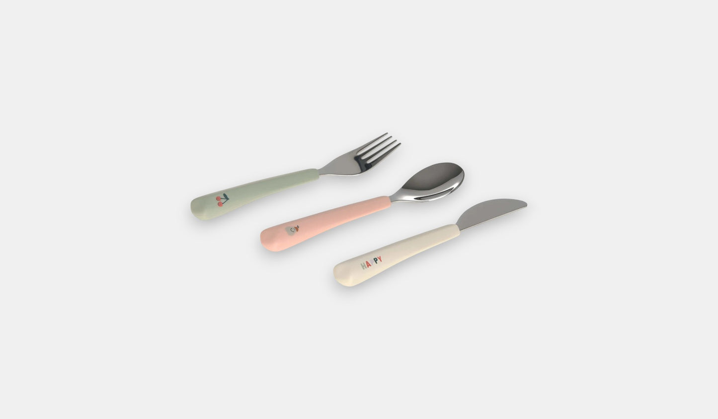 Conjunto de Talheres com Cabo de Silicone Happy Fruits Cherry - Lässig