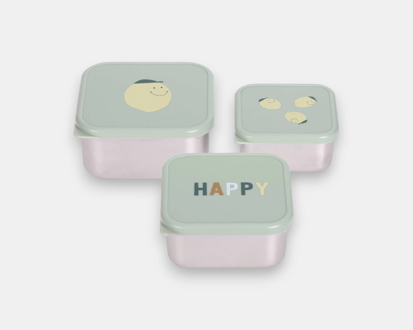 Conjunto de 3 Lancheiras de Aço Inoxidável Happy Fruits Lemon - Lassig