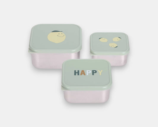 Conjunto de 3 Lancheiras de Aço Inoxidável Happy Fruits Lemon - Lassig