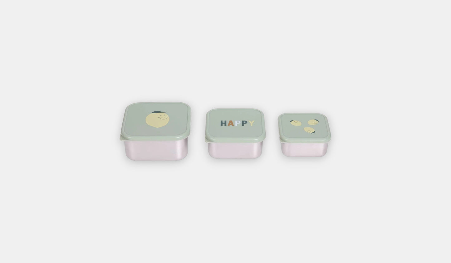 Conjunto de 3 Lancheiras de Aço Inoxidável Happy Fruits Lemon - Lassig