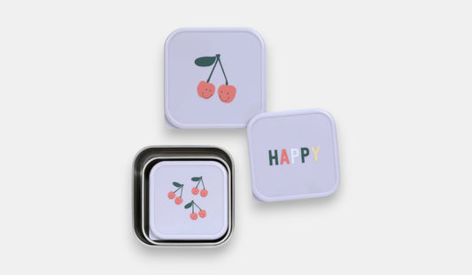 Conjunto de 3 Lancheiras de Aço Inoxidável Happy Fruits Cherry - Lassig