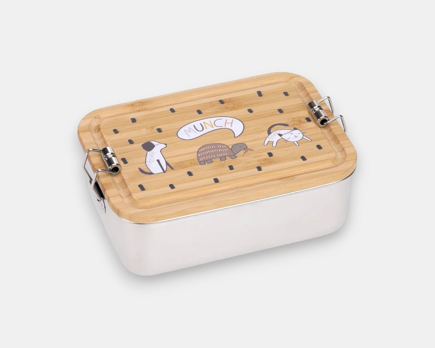Lancheira em Aço Inoxidável com Tampa de Bambu Happy Prints Dog - Lässig
