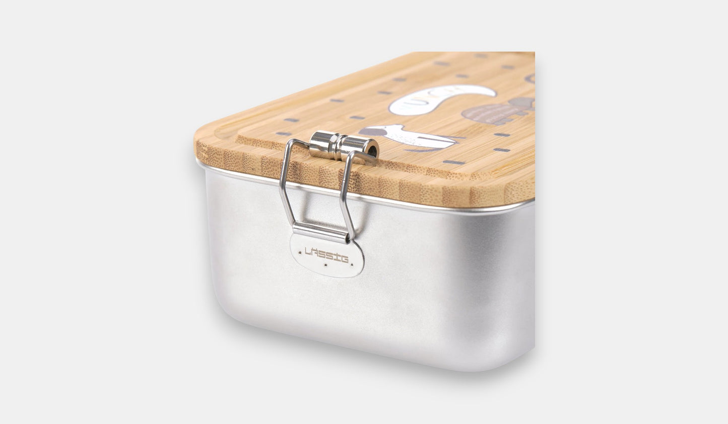 Lancheira em Aço Inoxidável com Tampa de Bambu Happy Prints Dog - Lässig
