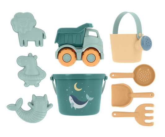 Conjunto de brinquedos de praia Whale Teal - Monnëka