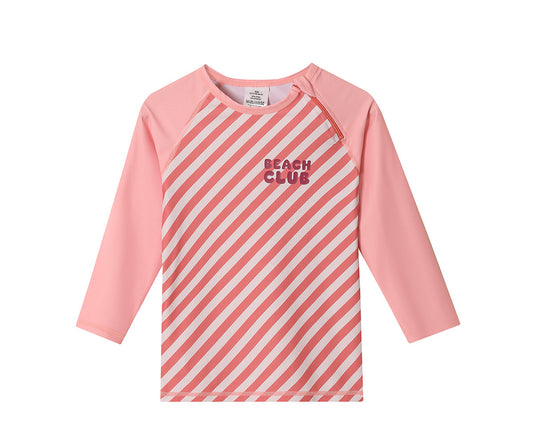 Camisola de proteção solar de manga comprida Stripes Bloom & Blush - Monnëka