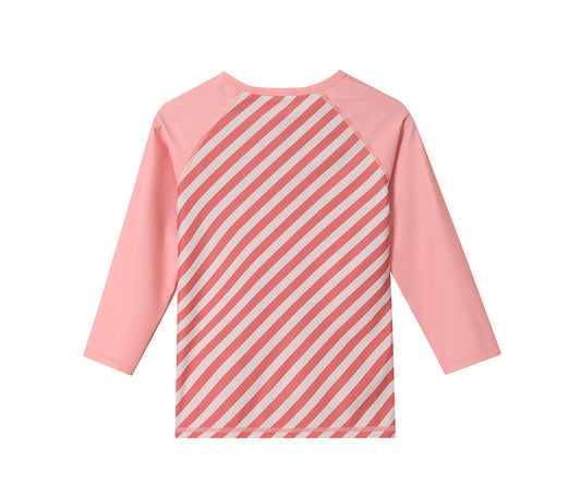 Camisola de proteção solar de manga comprida Stripes Bloom & Blush - Monnëka