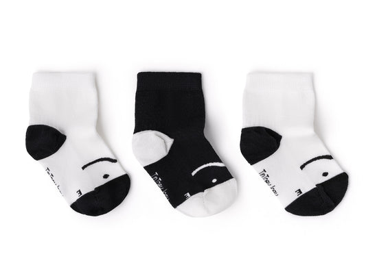 Kit de 3 Meias Barefoot Off White/Preto - Tip Toey Joey
