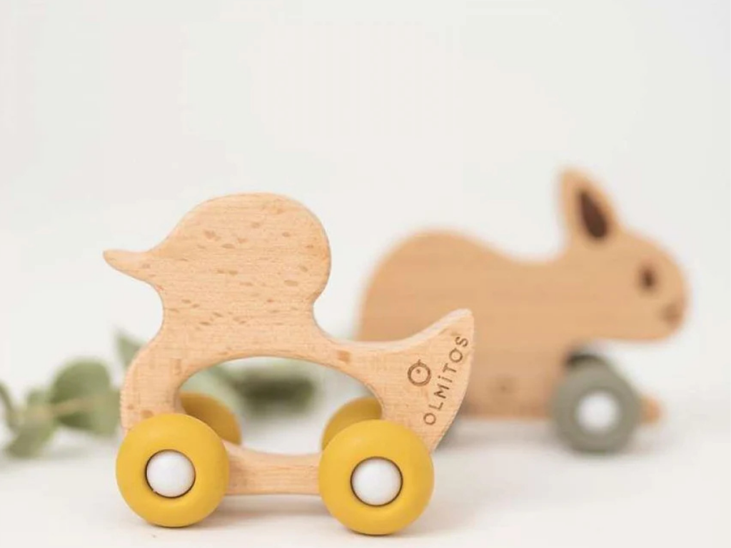 Pato de Madeira e Silicone com Rodas - Olmitos