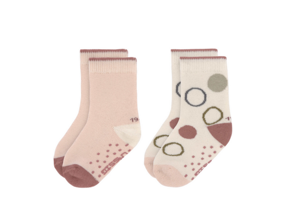 Pack 2 Meias Antiderrapantes Inverno Offwithe/Powder Pink - Lassig