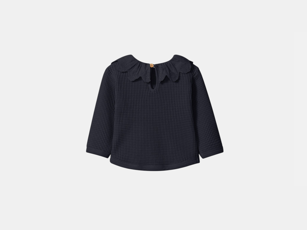 Camisola em malha waffle com gola de folho - Snug