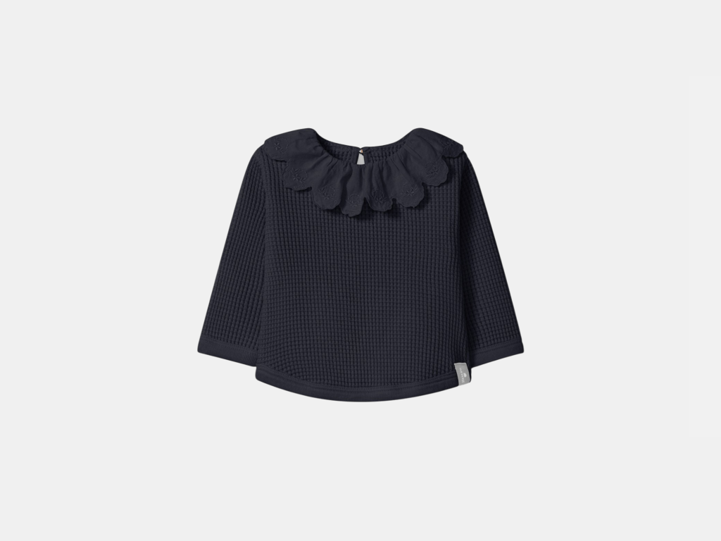 Camisola em malha waffle com gola de folho - Snug