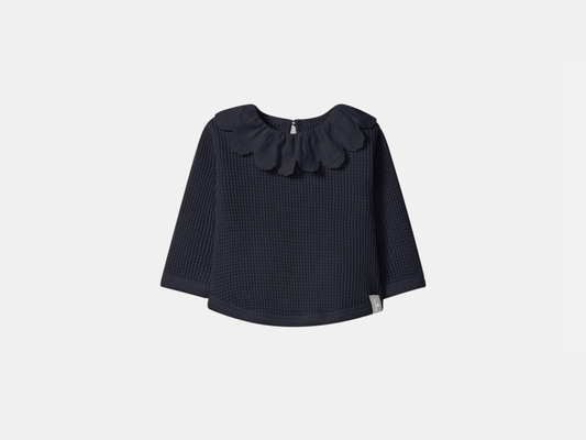 Camisola em malha waffle com gola de folho - Snug