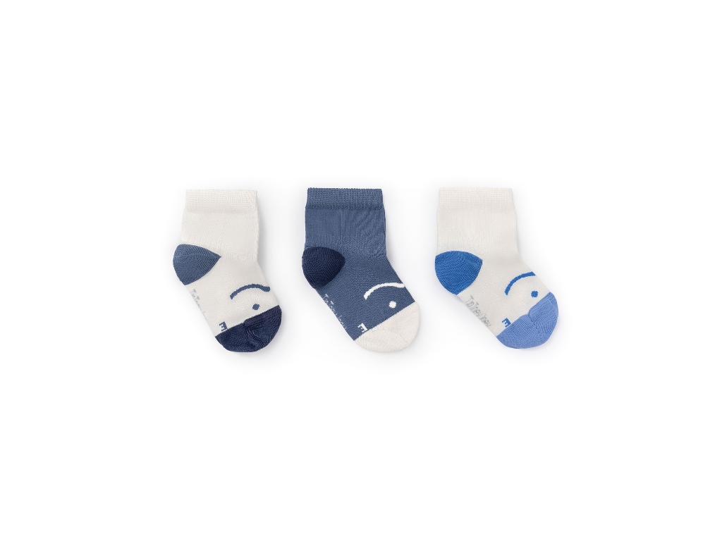 Kit de 3 Meias Barefoot Azul - Tip Toey Joey