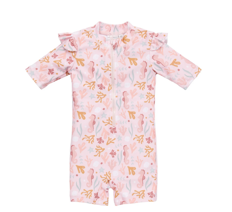Fato de Banho | Manga Curta Folhos | Ocean Dreams Pink- Little Dutch