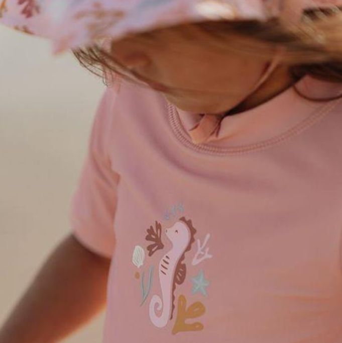 T-shirt de banho com Cavalo Marinho Rosa - Little Dutch