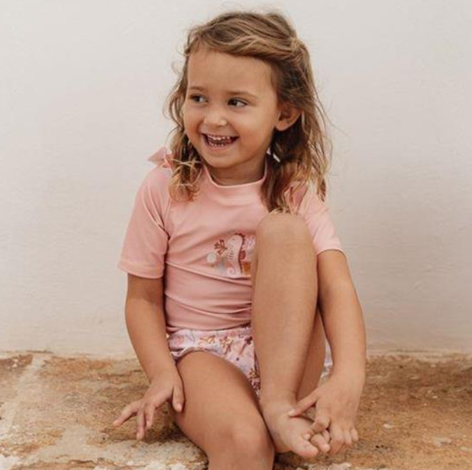 T-shirt de banho com Cavalo Marinho Rosa - Little Dutch