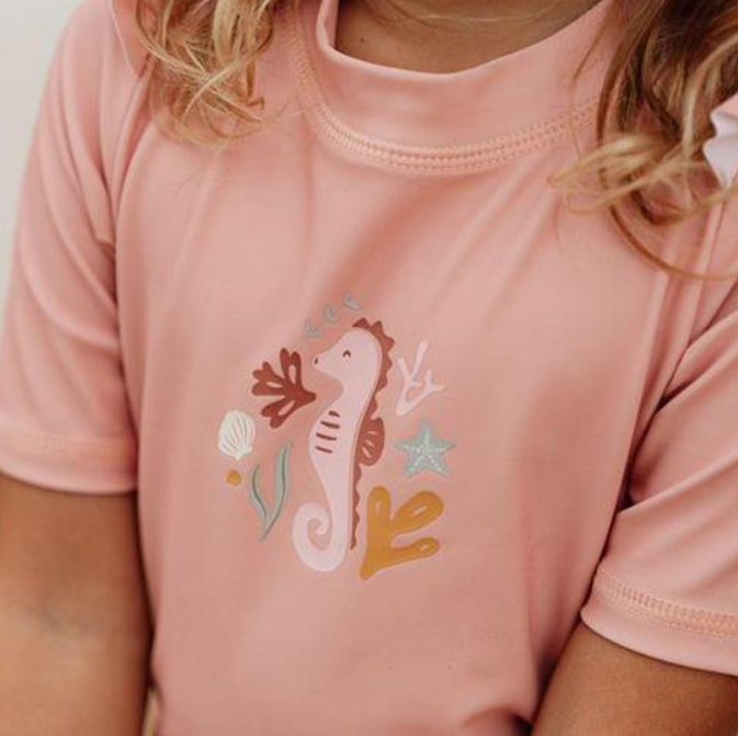 T-shirt de banho com Cavalo Marinho Rosa - Little Dutch